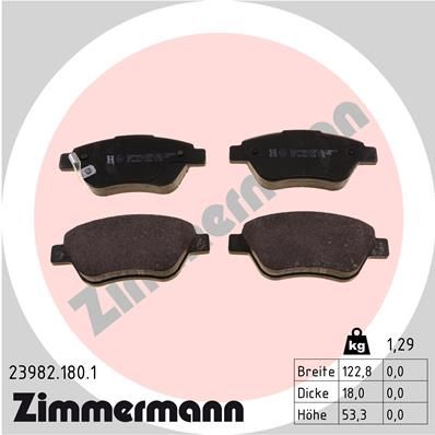 Комплект тормозных колодок, дисковый тормоз ZIMMERMANN 239821801
