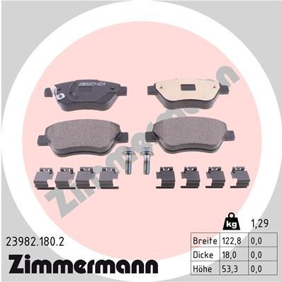 Комплект тормозных колодок, дисковый тормоз ZIMMERMANN 239821802