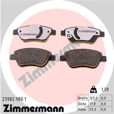 Комплект тормозных колодок, дисковый тормоз ZIMMERMANN 239829801