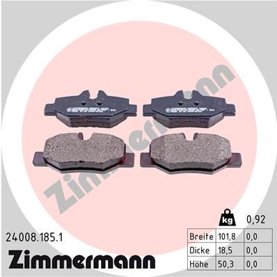 Комплект тормозных колодок, дисковый тормоз ZIMMERMANN 240081851