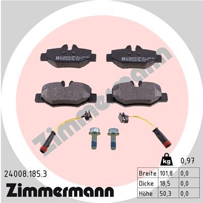 Комплект тормозных колодок, дисковый тормоз ZIMMERMANN 240081853