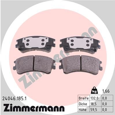 Комплект тормозных колодок, дисковый тормоз ZIMMERMANN 240461851