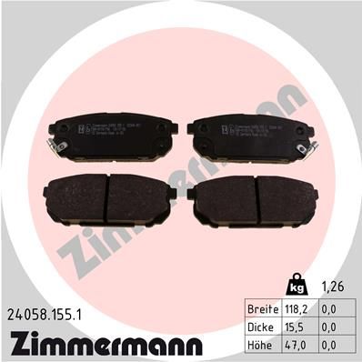 Комплект тормозных колодок, дисковый тормоз ZIMMERMANN 240581551