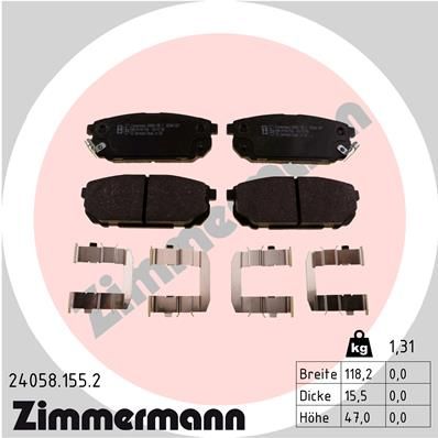 Комплект тормозных колодок, дисковый тормоз ZIMMERMANN 240581552