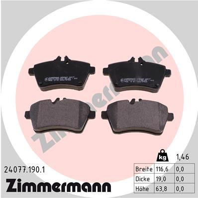 Комплект тормозных колодок, дисковый тормоз ZIMMERMANN 240771901