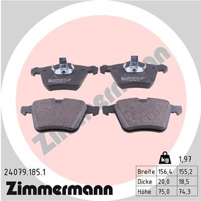 Комплект тормозных колодок, дисковый тормоз ZIMMERMANN 240791851