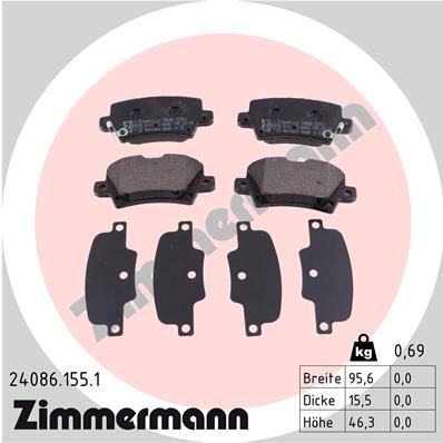 Комплект тормозных колодок, дисковый тормоз ZIMMERMANN 240861551