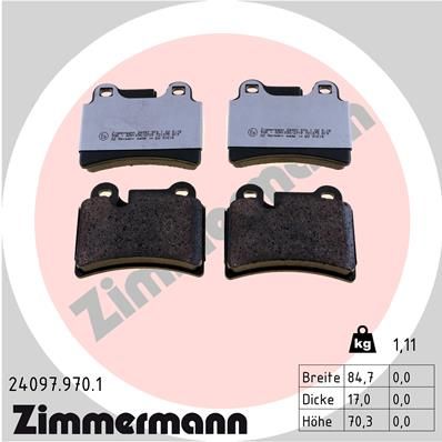 Комплект тормозных колодок, дисковый тормоз ZIMMERMANN 240979701