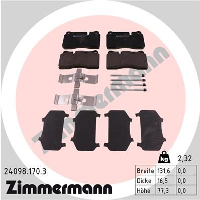Комплект тормозных колодок, дисковый тормоз ZIMMERMANN 240981703