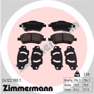 Комплект тормозных колодок, дисковый тормоз ZIMMERMANN 241221901
