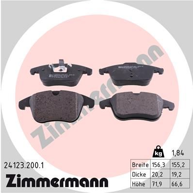 Комплект тормозных колодок, дисковый тормоз ZIMMERMANN 241232001