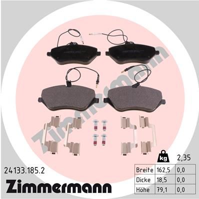 Комплект тормозных колодок, дисковый тормоз ZIMMERMANN 241331852
