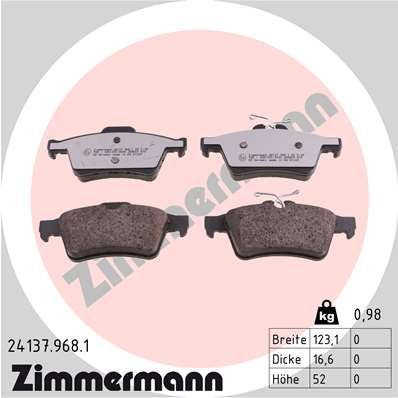 Комплект тормозных колодок, дисковый тормоз ZIMMERMANN 241379681