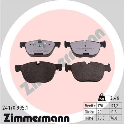 Комплект тормозных колодок, дисковый тормоз ZIMMERMANN 241709951