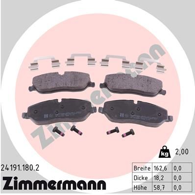 Комплект тормозных колодок, дисковый тормоз ZIMMERMANN 241911802