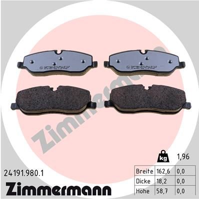 Комплект тормозных колодок, дисковый тормоз ZIMMERMANN 241919801