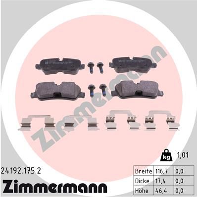 Комплект тормозных колодок, дисковый тормоз ZIMMERMANN 241921752