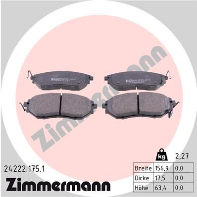Комплект тормозных колодок, дисковый тормоз ZIMMERMANN 242221751