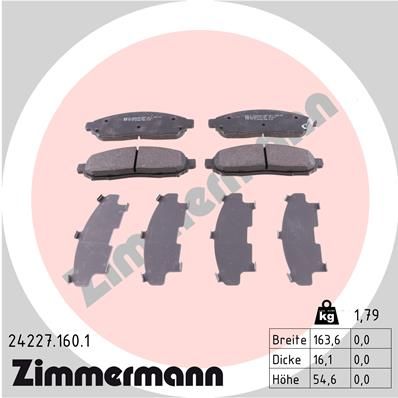 Комплект тормозных колодок, дисковый тормоз ZIMMERMANN 242271601