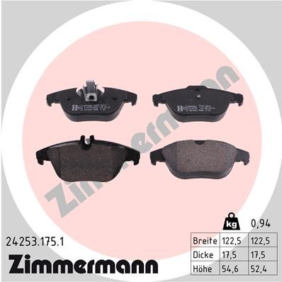 Комплект тормозных колодок, дисковый тормоз ZIMMERMANN 242531751