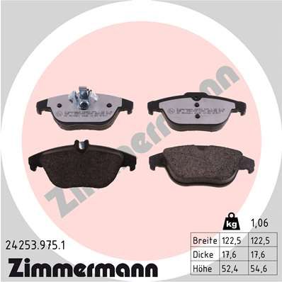 Комплект тормозных колодок, дисковый тормоз ZIMMERMANN 242539751
