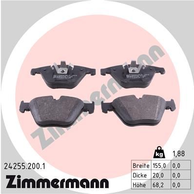 Комплект тормозных колодок, дисковый тормоз ZIMMERMANN 242552001