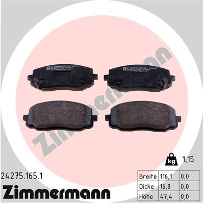Комплект тормозных колодок, дисковый тормоз ZIMMERMANN 242751651