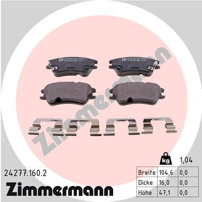 Комплект тормозных колодок, дисковый тормоз ZIMMERMANN 242771602