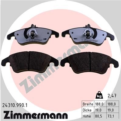 Комплект тормозных колодок, дисковый тормоз ZIMMERMANN 243109901