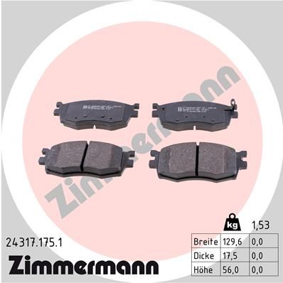 Комплект тормозных колодок, дисковый тормоз ZIMMERMANN 243171751