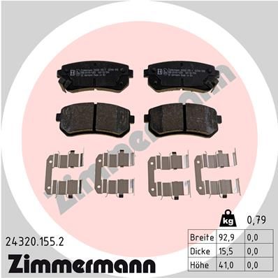 Комплект тормозных колодок, дисковый тормоз ZIMMERMANN 243201552