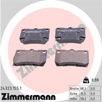 Комплект тормозных колодок, дисковый тормоз ZIMMERMANN 243231551