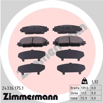 Комплект тормозных колодок, дисковый тормоз ZIMMERMANN 243361751