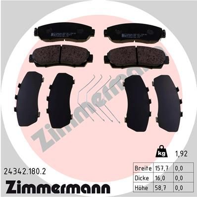 Комплект тормозных колодок, дисковый тормоз ZIMMERMANN 243421802