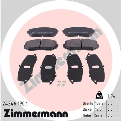 Комплект тормозных колодок, дисковый тормоз ZIMMERMANN 243461701