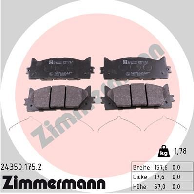 Комплект тормозных колодок, дисковый тормоз ZIMMERMANN 243501752