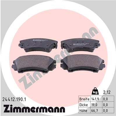 Комплект тормозных колодок, дисковый тормоз ZIMMERMANN 244121901