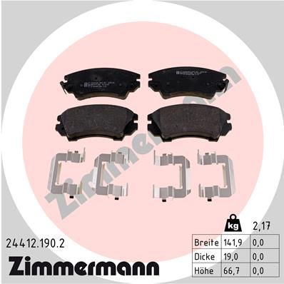Комплект тормозных колодок, дисковый тормоз ZIMMERMANN 244121902