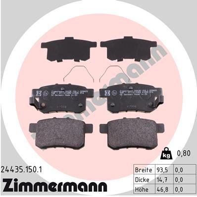 Комплект тормозных колодок, дисковый тормоз ZIMMERMANN 244351501