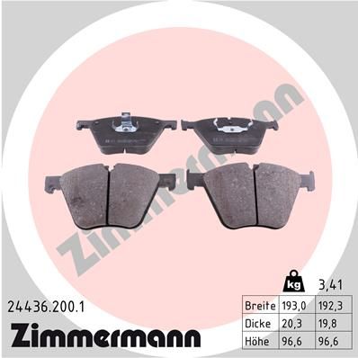Комплект тормозных колодок, дисковый тормоз ZIMMERMANN 244362001
