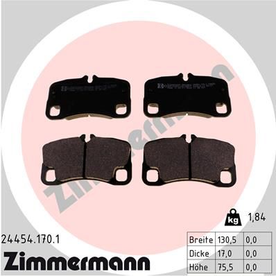 Комплект тормозных колодок, дисковый тормоз ZIMMERMANN 244541701
