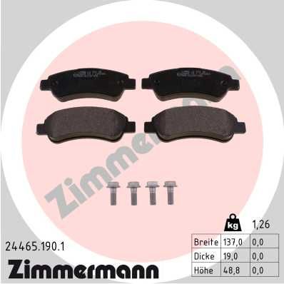 Комплект тормозных колодок, дисковый тормоз ZIMMERMANN 244651901