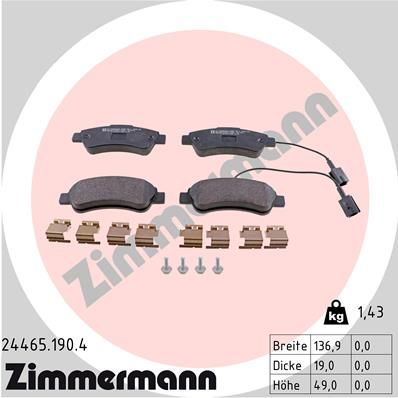 Комплект тормозных колодок, дисковый тормоз ZIMMERMANN 244651904