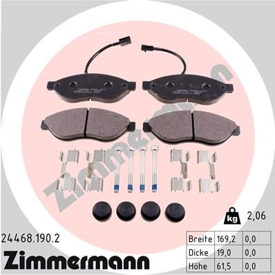 Комплект тормозных колодок, дисковый тормоз ZIMMERMANN 244681902
