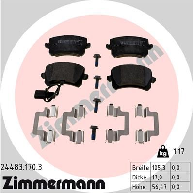Комплект тормозных колодок, дисковый тормоз ZIMMERMANN 244831703