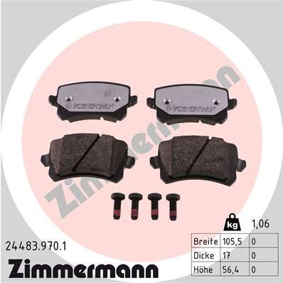 Комплект тормозных колодок, дисковый тормоз ZIMMERMANN 244839701