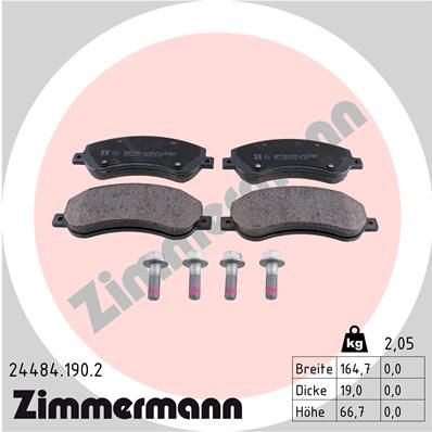 Комплект тормозных колодок, дисковый тормоз ZIMMERMANN 244841902