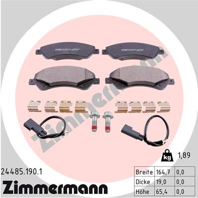 Комплект тормозных колодок, дисковый тормоз ZIMMERMANN 244851901
