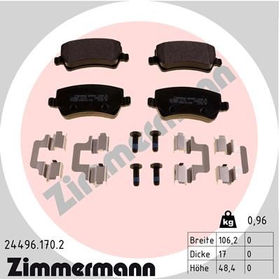 Комплект тормозных колодок, дисковый тормоз ZIMMERMANN 244961702