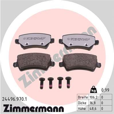 Комплект тормозных колодок, дисковый тормоз ZIMMERMANN 244969701
